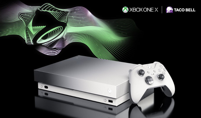En los Estados Unidos, la cadena de restaurantes Taco Bell tiene la promoción de un Xbox One X Platinum para sus comensales.