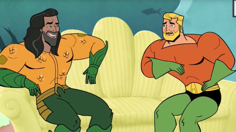 Así se reunieron el Aquaman Clásico y el de Jason Momoa