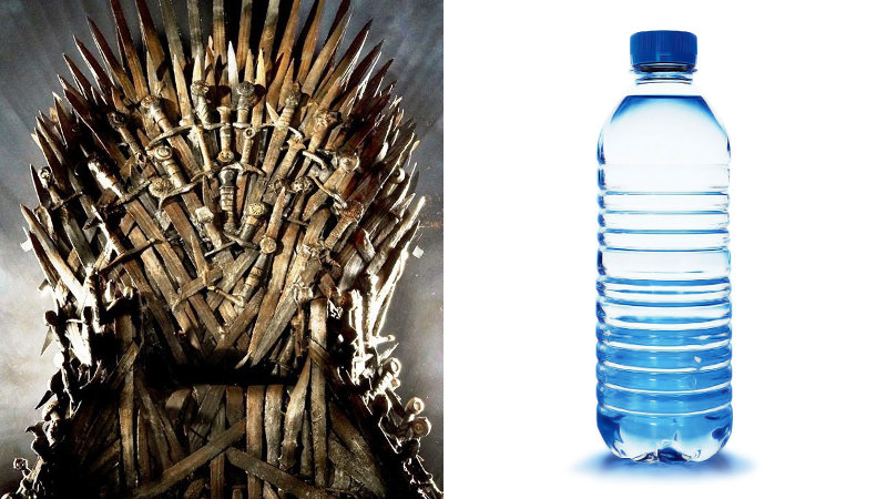 Game of Thrones no solo tiene tazas de café, sino botellas con agua