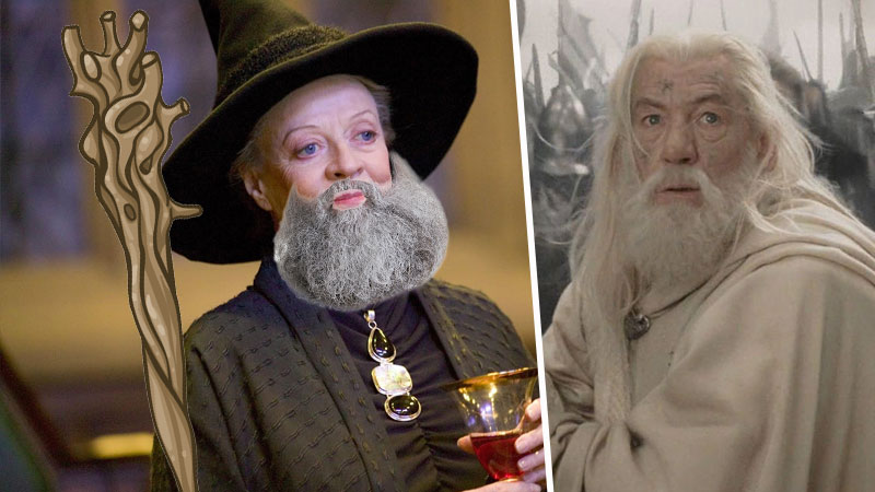 Maggie Smith como Gandalf en el Señor de los Anillos