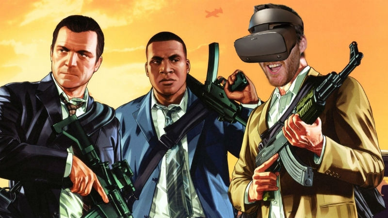 Personajes de GTA con visor de Realidad Virtual VR