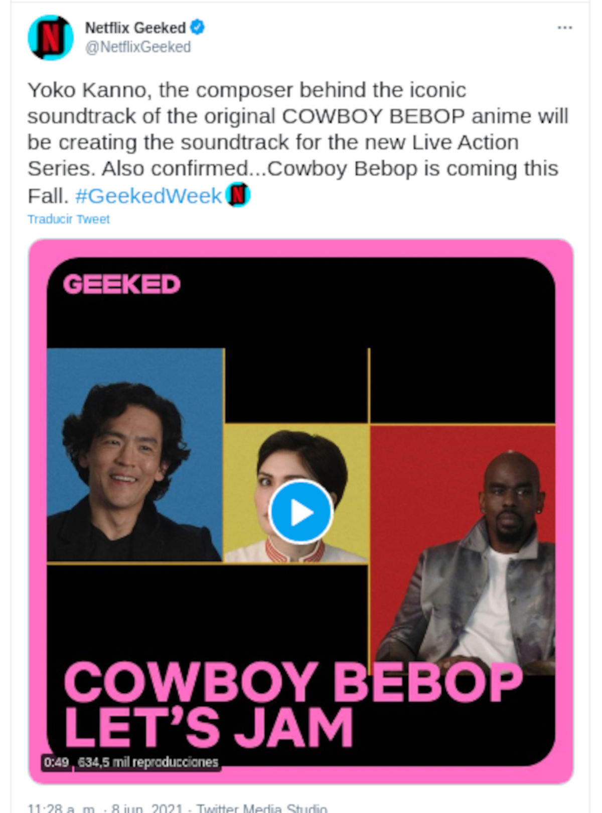 El live-action de Cowboy Bebop de Netflix saldrá en el otoño