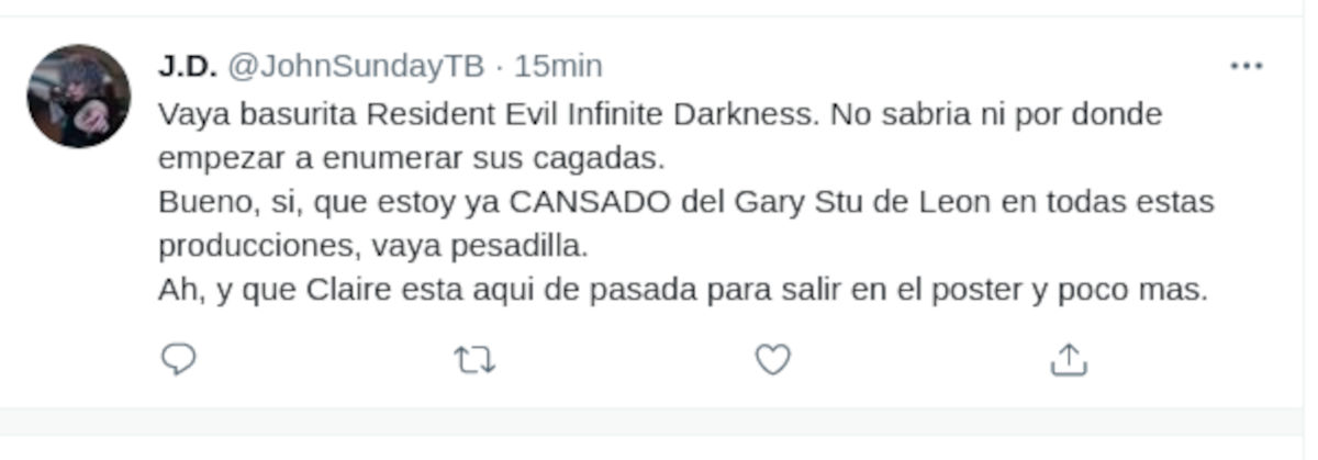 Así opinan los fans de Resident Evil: Infinite Darkness