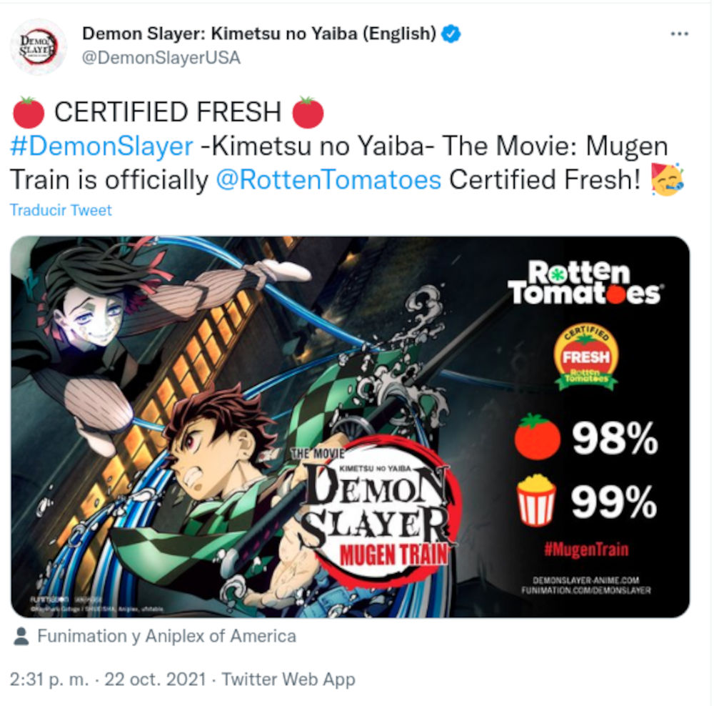 La película de Kimetsu no Yaiba está entre las mejores cintas de anime