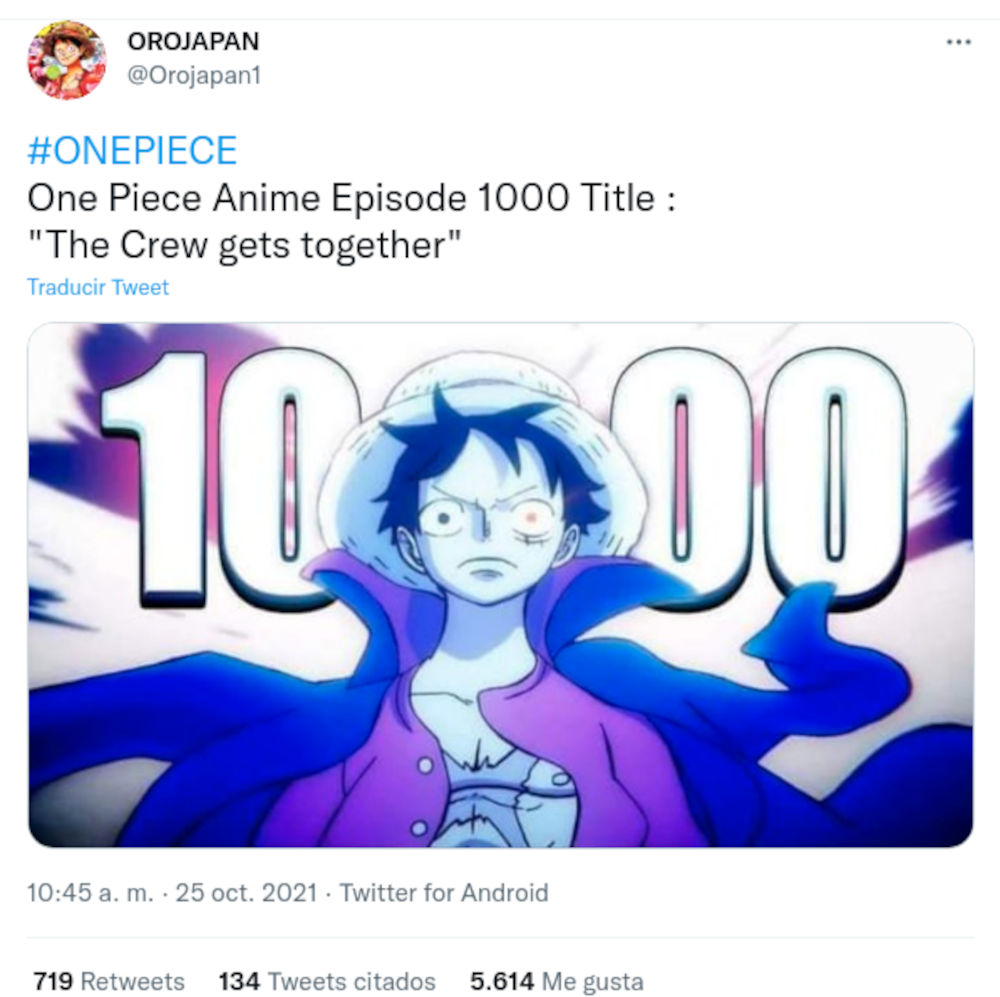 Se filtra el título del episodio 1,000 de One Piece