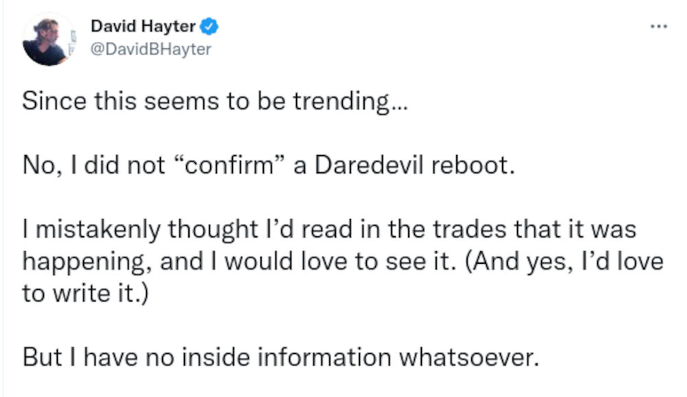 David Hayter dice que no sabe si Daredevil volverá