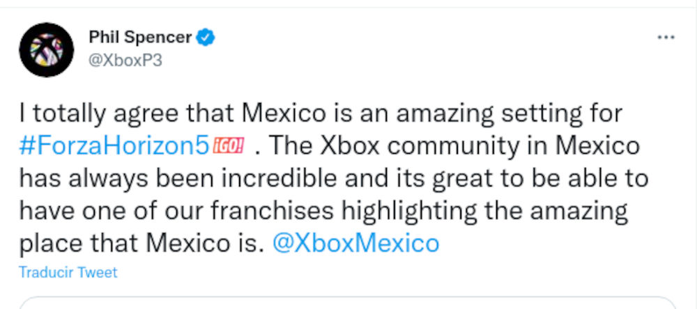 Phil Spencer celebra a México en Forza Horizon 5