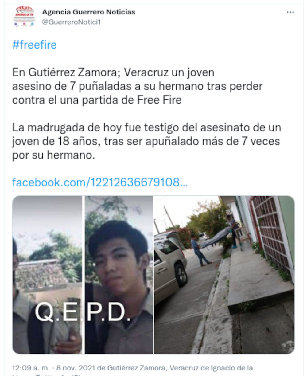 Free Fire fue causa de un asesinato en México