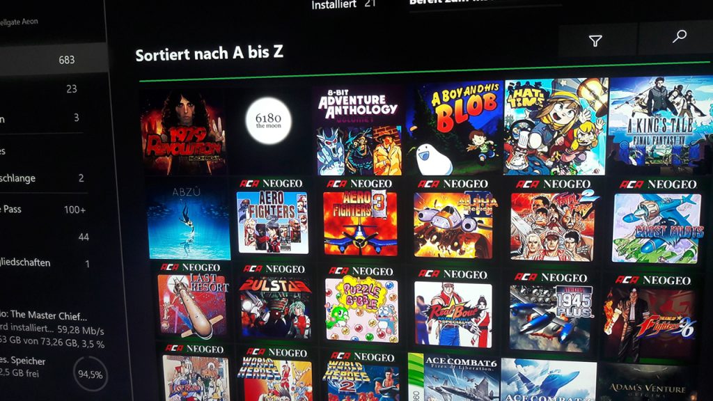 Una biblioteca de juegos digitales en Xbox