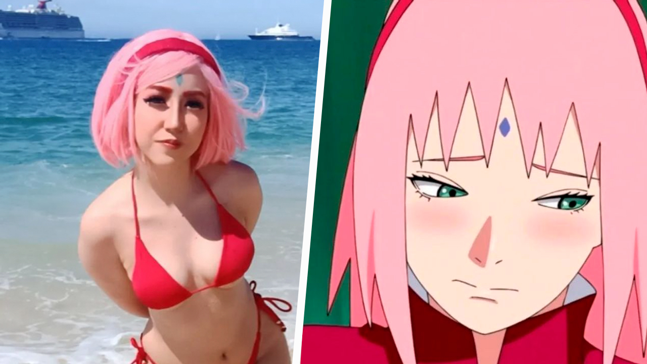 Una tiktoker mexicana hizo un cosplay de sakura en la playa