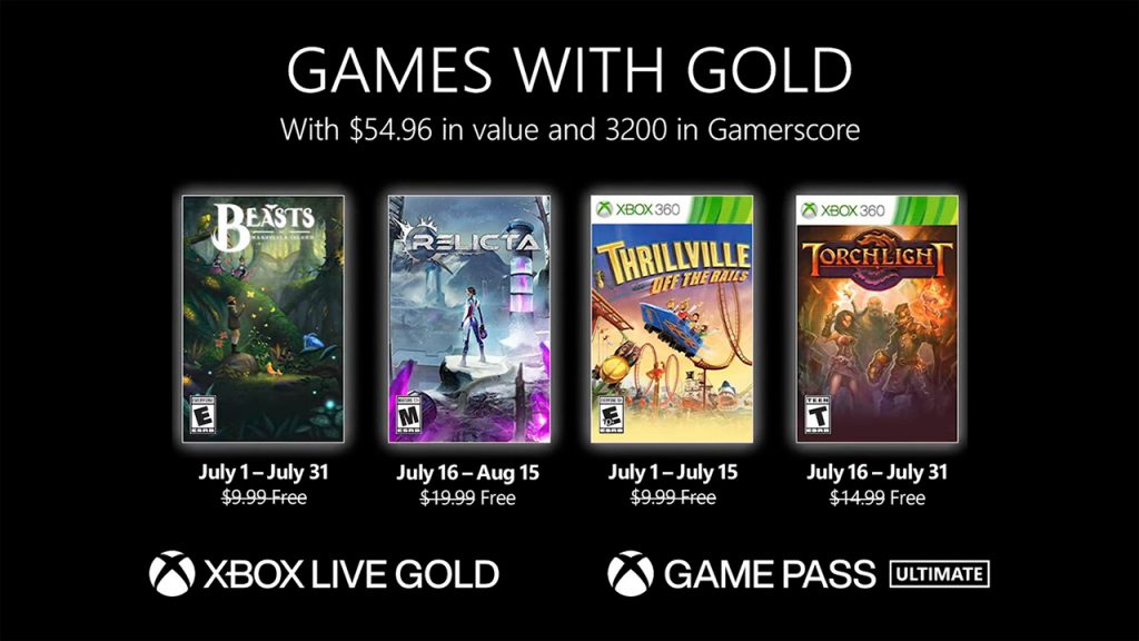 Los Xbox Games with Gold de julio