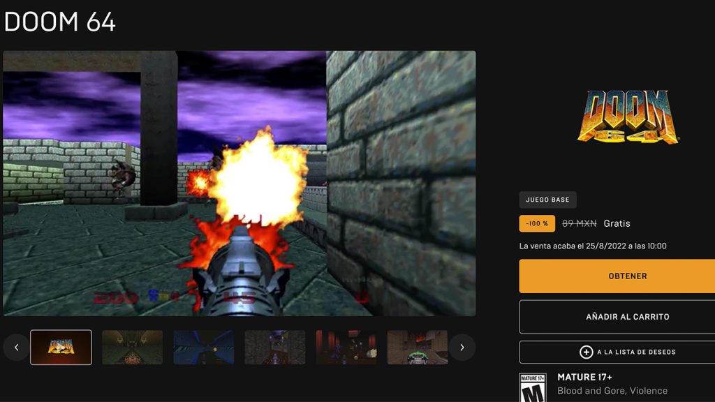 Doom 64 es el juego gratuito de la semana en Epic Games Store