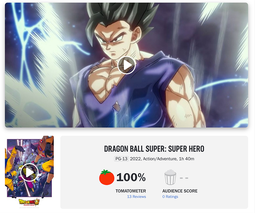 Dragon Ball Super: Super Hero tiene calificación perfecta de la crítica