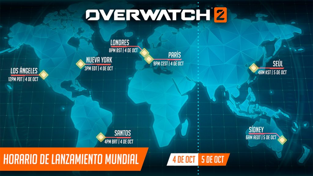 El mapa con las horas de salida de Overwatch 2