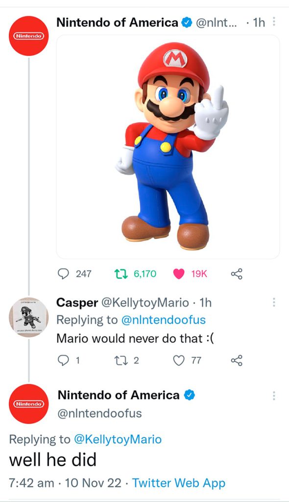 Una cuenta verificada pero falsa de Nintendo en Twitter