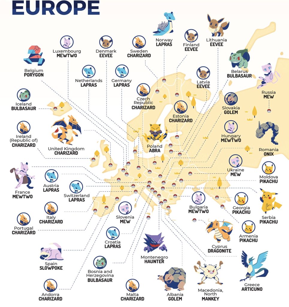 Charizard es el más popular en Europa, según The Toy Zone y su análisis de Google Research de 2021.
