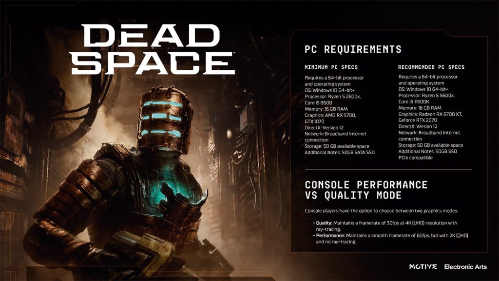 Los requerimientos de PC para Dead Space
