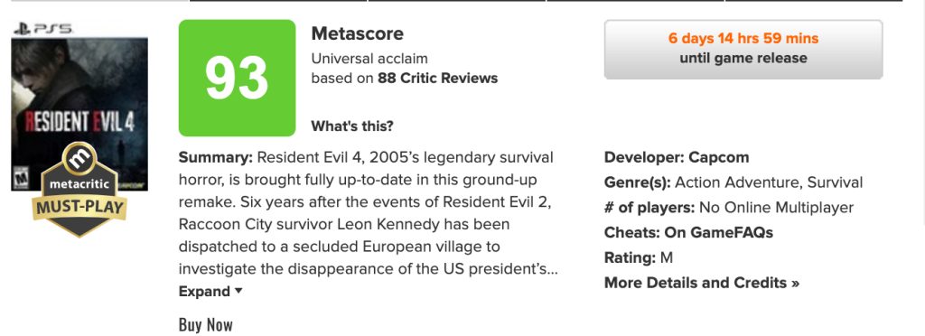 Resident Evil 4 Remake tiene una gran aceptación por la crítica