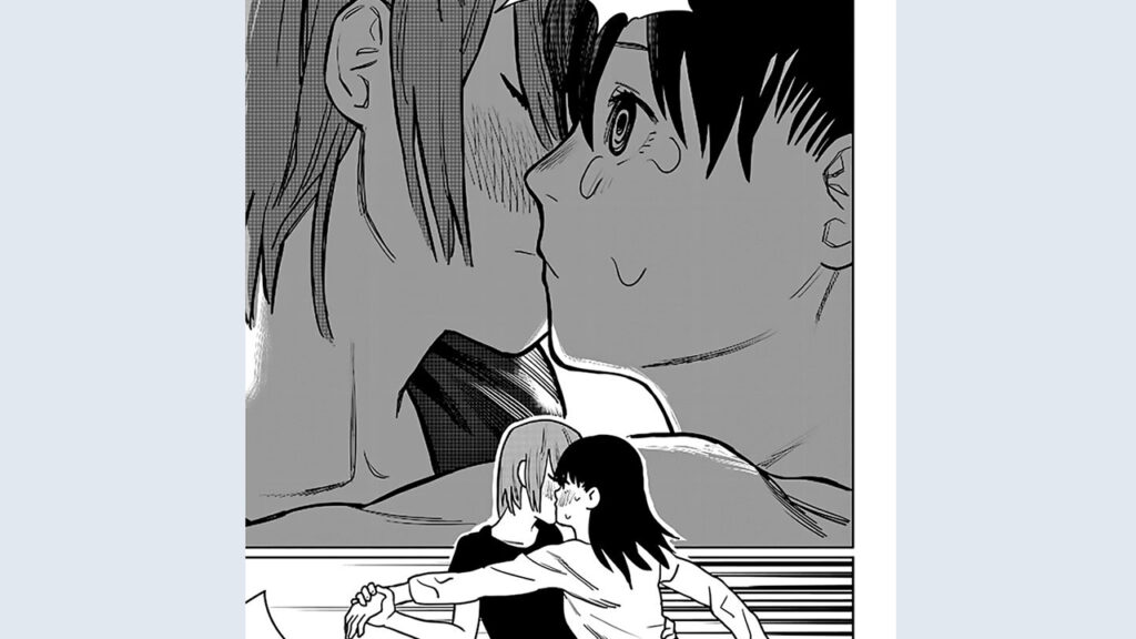 Source: VIZ Media — Toshihide kisses Rie in Tatsuki Fujimoto's When I Woke Up I Had Become a Girl. 