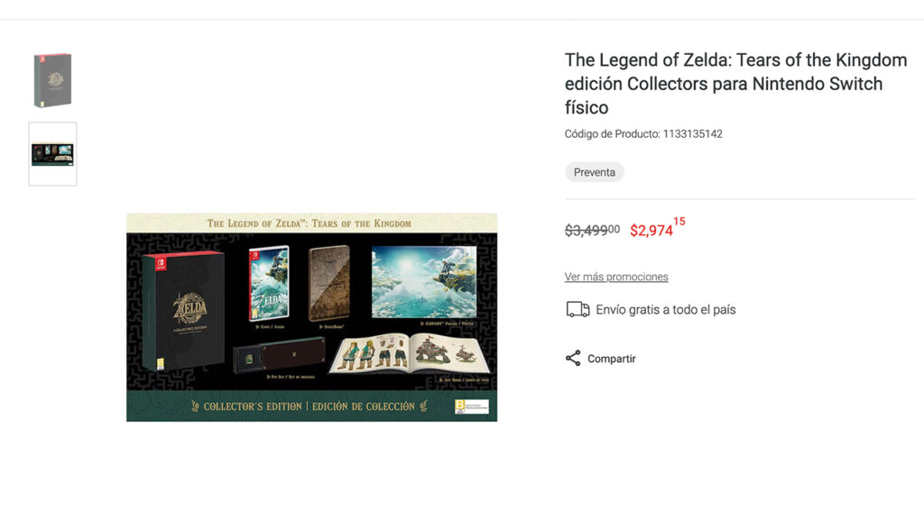La edición de colección de The Legend of Zelda: Tears of the Kingdom se vende en Liverpool