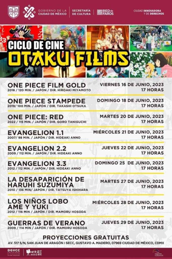  Secretaría de Cultura, Ciudad de México. Junio de 2023 proyectará películas de One Piece y Evangelion. 