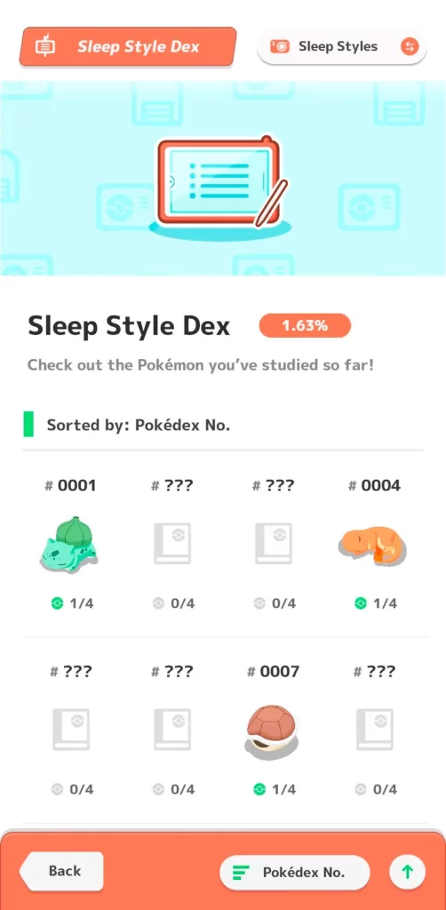 Pokémon Sleep, pokémon que vas desbloqueando