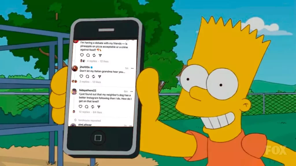 Imagen ilustrativa de Threads en un teléfono de los Simpson