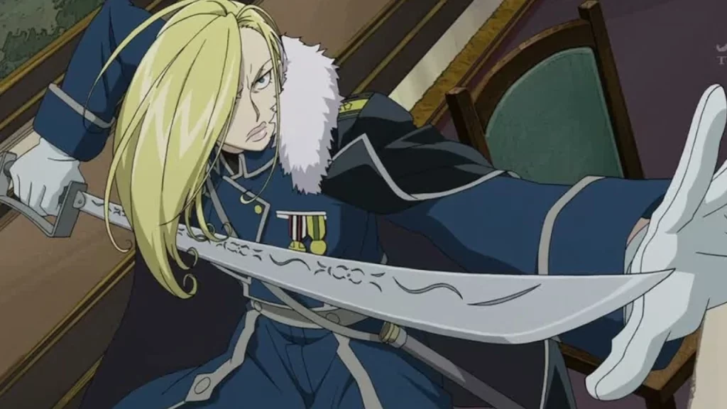 Olivia de Full Metal Alchemist - Las mejores espadachines del anime.