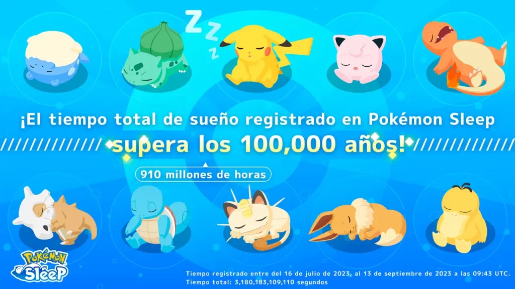 Pokémon Sleep horas de sueño récord desde el lanzamiento