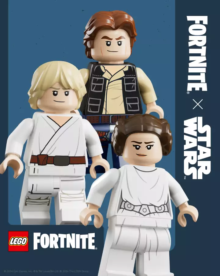 Gracias a Lego Fortnite volvieron los skins clásicos de Leia, Han Solo y Luke Skywalker