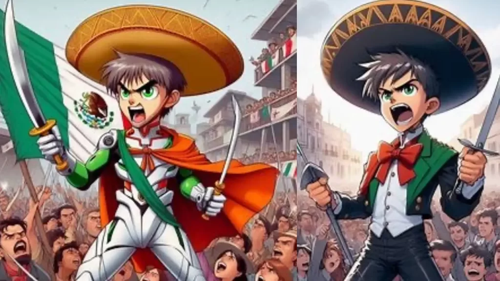 Naruto, Gon, Eren at the Mexican Independence 