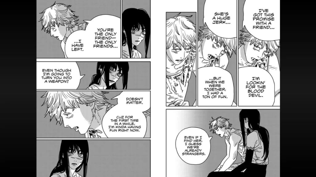 Denji le cuenta a Asa sobre su vínculo con Power y el vínculo que tiene con Asa Mitaka/Yoru.