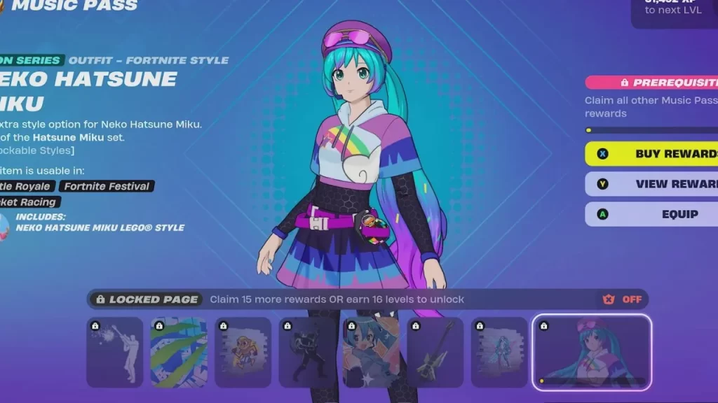 El pase de Fortnite Festival de Hatsune Miku