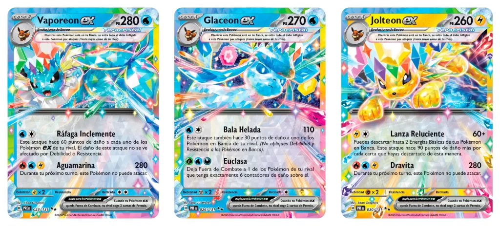 Pokémon TCG Evoluciones Prismáticas - Vaporeon, Glaceon y Jolteon
