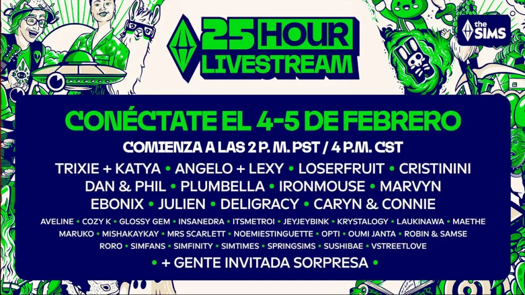 Cartel del Stream de 25 aniversario de The Sims