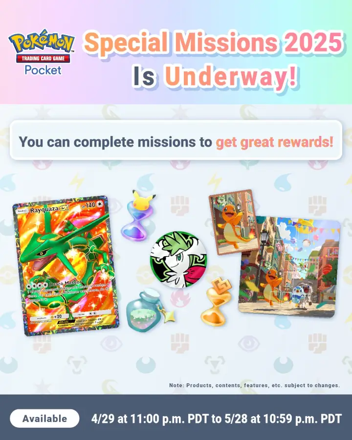 Pokémon TCG Pocket celebra su medio año con Misiones Especiales & Rayquaza