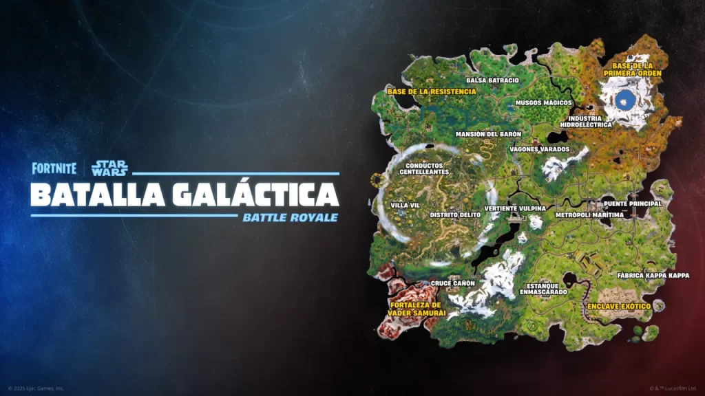 Mapa Fortnite Batalla Galáctica X-Wing