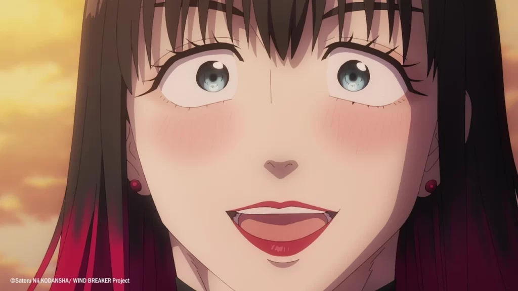 Más acerca de la imagen de Tsubaki, la líder del escuadrón Jikoku, en Wind Breaker