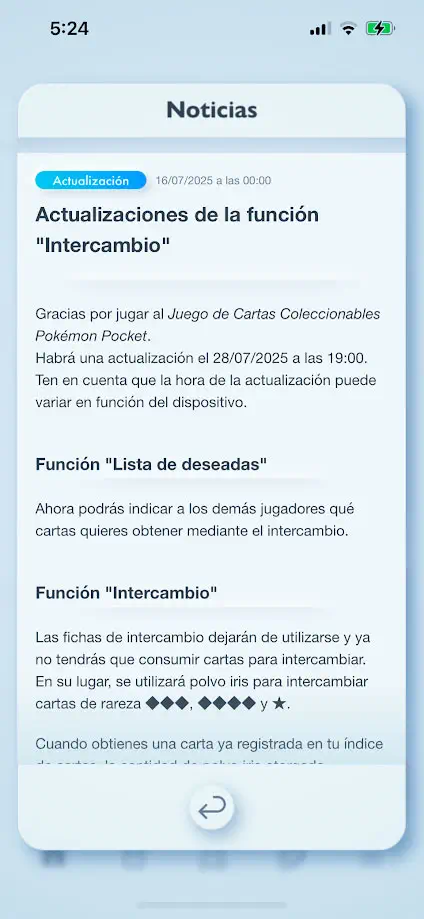 Pokémon TCG Pocket revela su nuevo intercambio de cartas