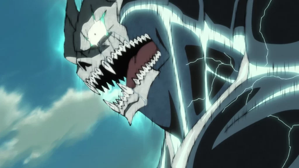 Kaiju No. 8 temporada 2, capítulo 5, es funesto, luego de la muerte del capitán Shinomiya, la fuerza de Defensa se siente pérdida.  