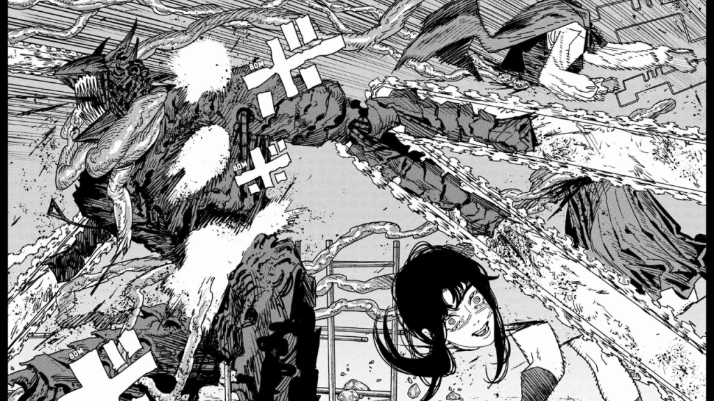 Chainsaw Man 215 nos muestra a Black Chainsaw Man enfrentándose a Yoru. Por otro lado, Denji sigue entre alucinaciones a Asa Mitaka. 