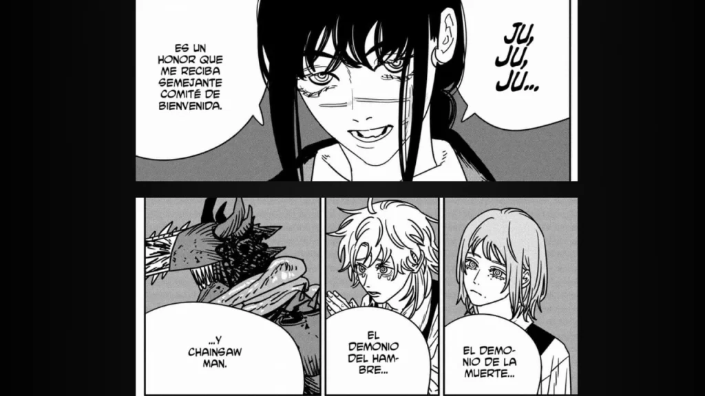 Chainsaw Man 215 nos muestra a Black Chainsaw Man enfrentándose a Yoru. Por otro lado, Denji sigue entre alucinaciones a Asa Mitaka. 