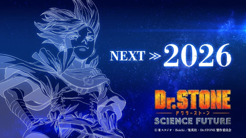 El final de Dr. Stone, con la parte de Science Future, llegará en 2026. La última parte del anime se anunció en formato trois cours.