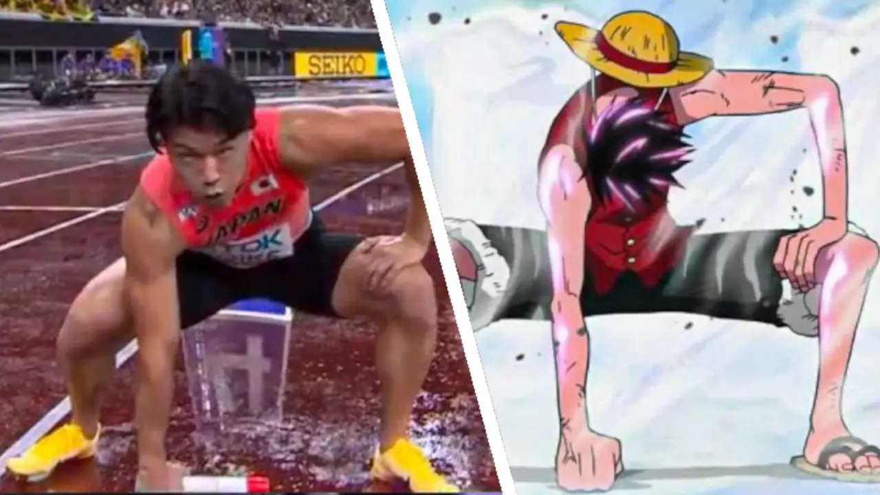 One Piece: Equipo japonés de 4x100 se luce antes de carrera haciendo las poses de Luffy
