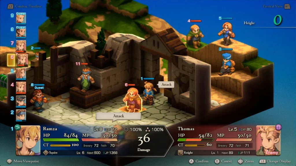 Final Fantasy Tactics: The Ivalice Chronicles, combate