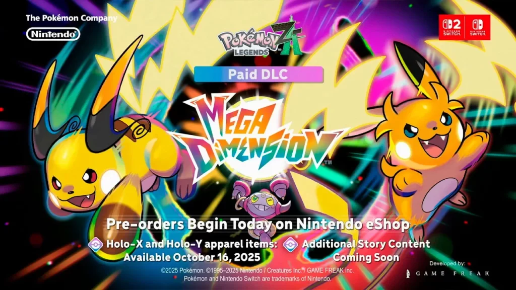 Pokémon Legends Z-A presenta su primer DLC con Mega Raichu X e Y como protagonistas