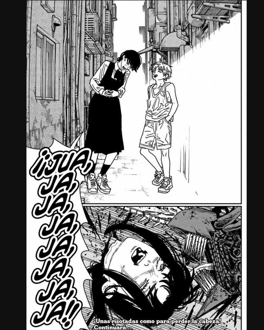 Chainsaw Man 217 muestra una tragedia entre risas, la cúspide del dolor. Black Chainsaw Man degolla a Asa que comparte su pasado con Denji. 