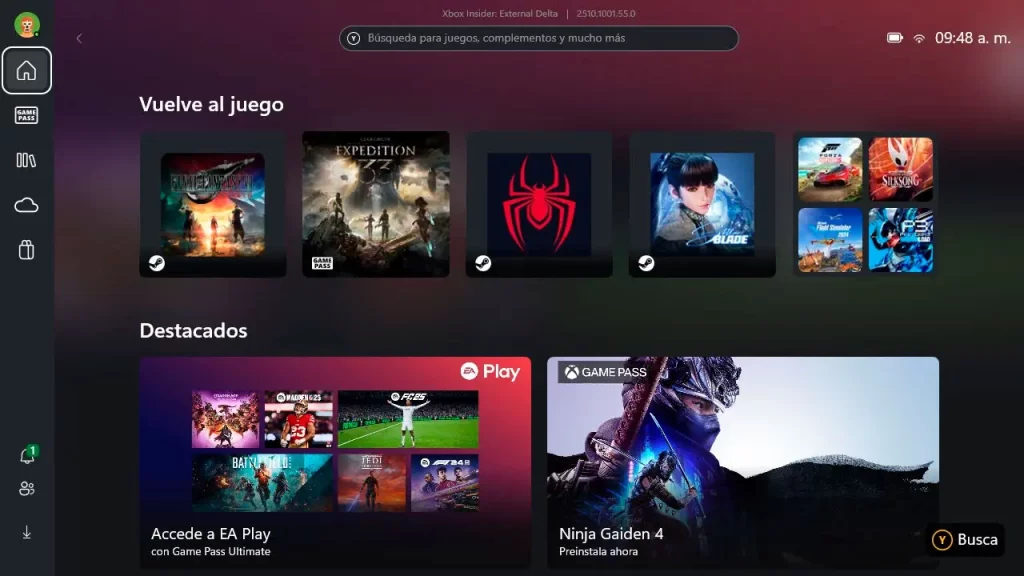 Rog Xbox Ally UI