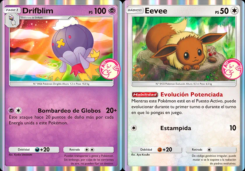 Pokémon TCG Pocket, cartas promo de Eevee y Drifblim
