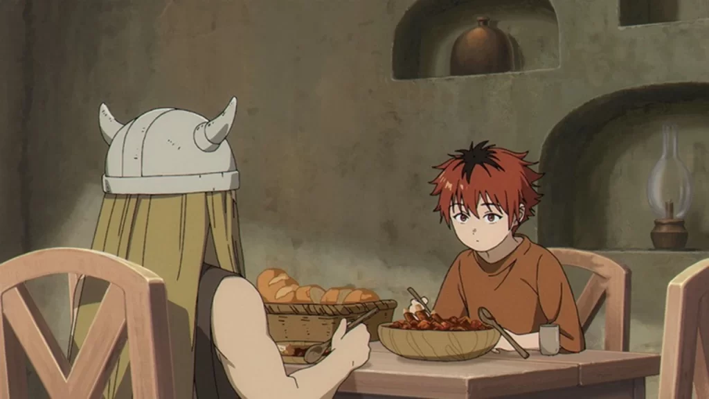 Frieren: más allá del viaje, temporada 2 capítulo 31, Frieren, Stark y Fern realizan una parada necesaria en un lugar de aguas termales: descansan.